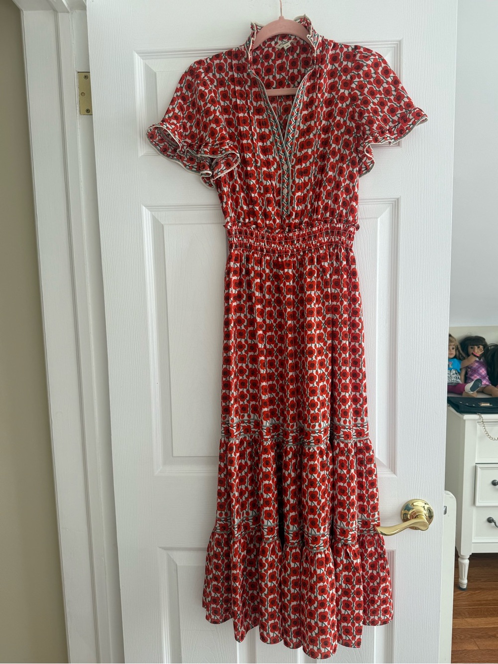 Max Studio Red Floral Tiered Maxi Dress